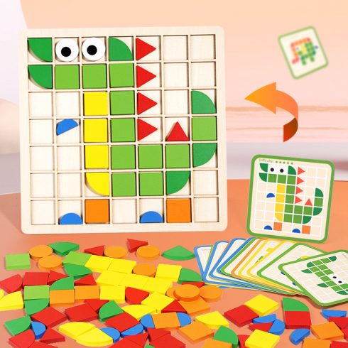 Fából Készült Logik Puzzle Mozaik Játék