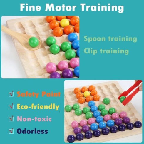 3 Az 1 Ben Montessori Szivárvány Színű Gyöngyök Clip Beads Oktató Játék +oktatási Puzzle Csengővel
