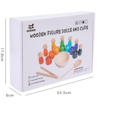 Montessori 7 Színű Személy És Csésze Színbesoroláshoz Illő Csípőgolyós Játék