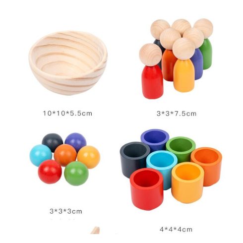 Montessori 7 Színű Személy És Csésze Színbesoroláshoz Illő Csípőgolyós Játék