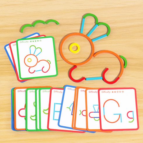 Montessori Fa Kreatív Botok És Gyűrűk Intelligencia Kirakós Puzzle Játék 