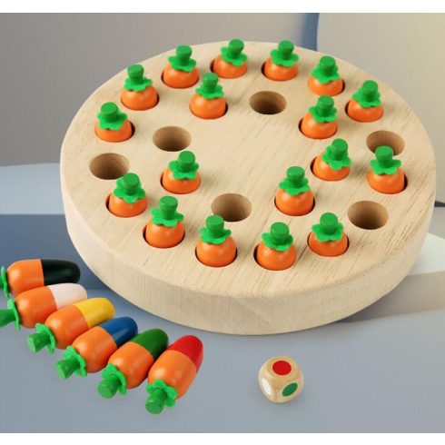 Sárgarépa Memória Sakk Fából Készült Oktatási Játék