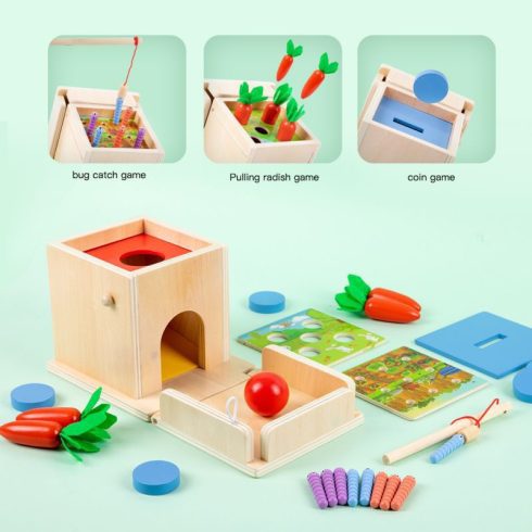 4 Az 1 Ben Montessori Golyócska Házban, Pénztár Doboz ,horgászjáték Retket Húzva