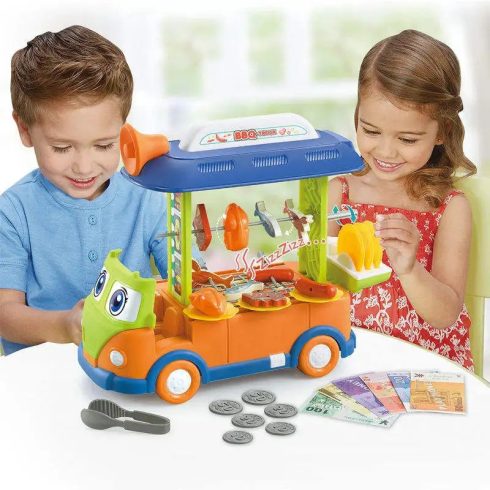 2in1 Kinyitható Játék Minibusz És Büfékocsi Gyerekenek Élethű Fény- És Hanghatásokkal És Rengeteg Kiegészítővel