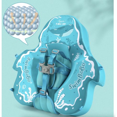 Nem felfújható, úszógumi baba fekvő úszógyűrűs úszómedencés úszóedző kék 0-24hó