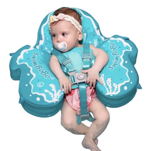 Nem felfújható, úszógumi baba fekvő úszógyűrűs úszómedencés úszóedző kék 0-24hó