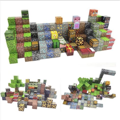 MINEWORLD mágneses építőkocka 150 darabos-véletlenszerű 