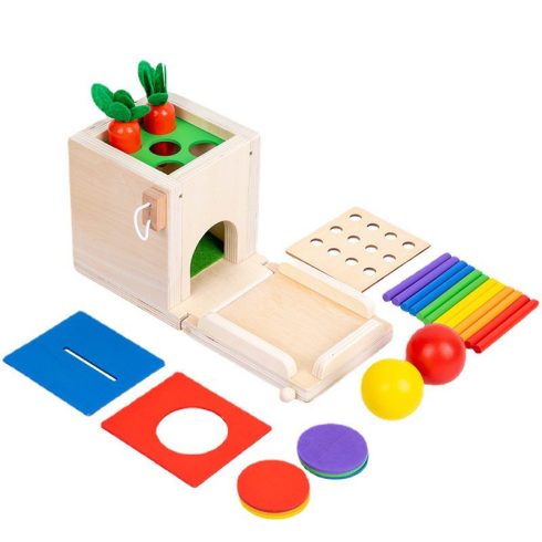 Montessori 4 Az 1 Ben Doboz Fiók/penztar Doboz/szüret Sárgarépát/villás Bot Játék
