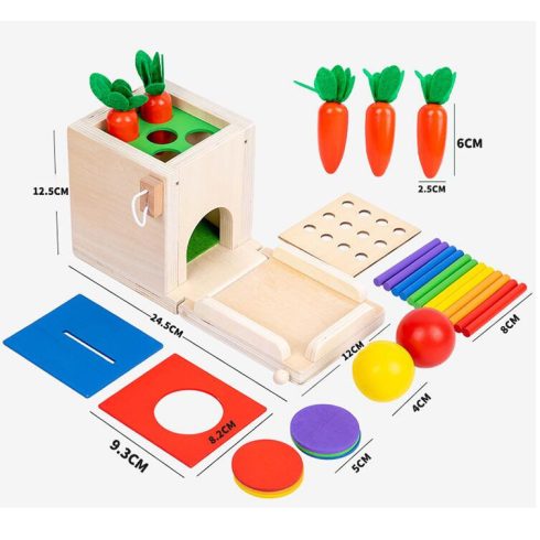 Montessori 4 Az 1 Ben Doboz Fiók/penztar Doboz/szüret Sárgarépát/villás Bot Játék