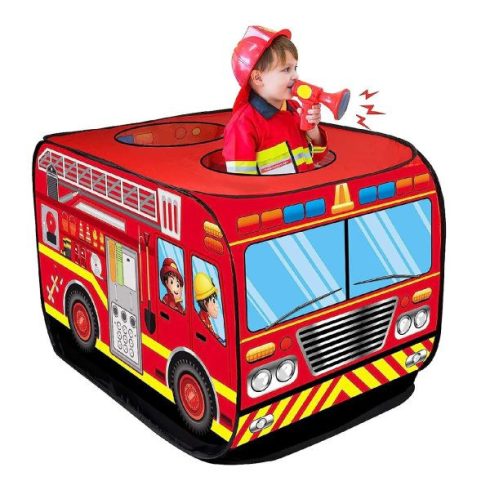 Tűzoltóautó Alakú Játszósátor Gyerekeknek – Könnyen Felállítható – 112 X 70 X 70 Cm