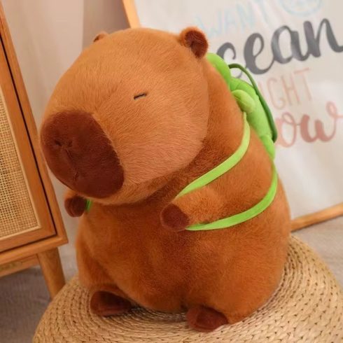 Capybara plüss levehető teknős hátizsákkal 25cm