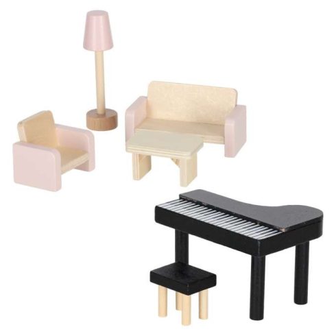 Fa babaház bútor 78cm rózsaszín LED