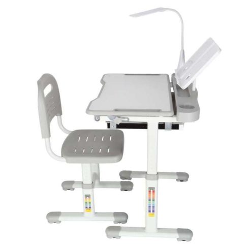 Gyerek iskolapad, állítható szék, LED lámpa, USB, szürke