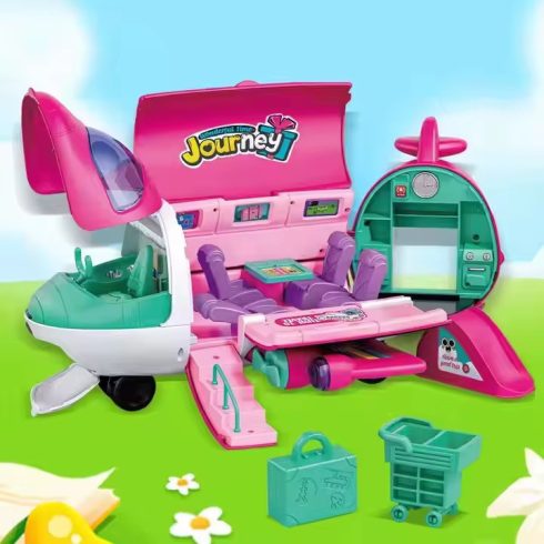 2 az 1-ben baba utasszállító repülőgép összecsukható kiegészítők rózsaszín