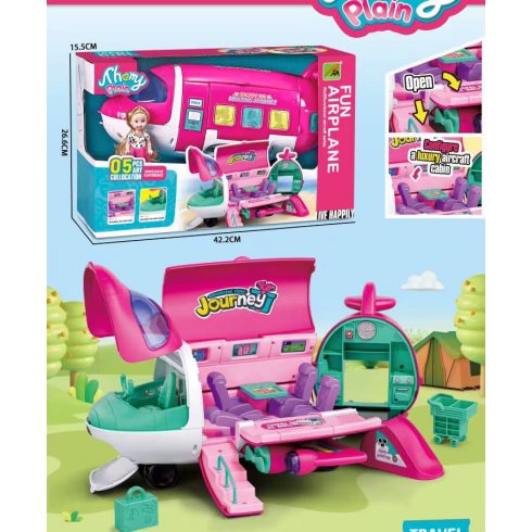 2 az 1-ben baba utasszállító repülőgép összecsukható kiegészítők rózsaszín