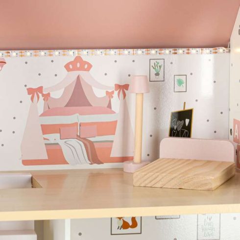 LULILO Peonio 70cm LED rózsaszín fa babaház