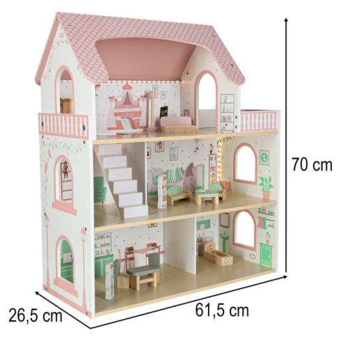 LULILO Peonio 70cm LED rózsaszín fa babaház