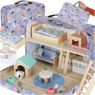 Babaház bőröndben, kiegészítők, fa bútorok