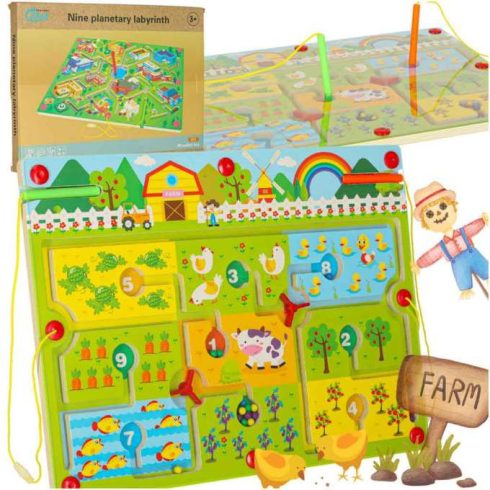 Mágneses labirintus játék fa tábla utazáshoz nagyvárosban 2 játékos számára