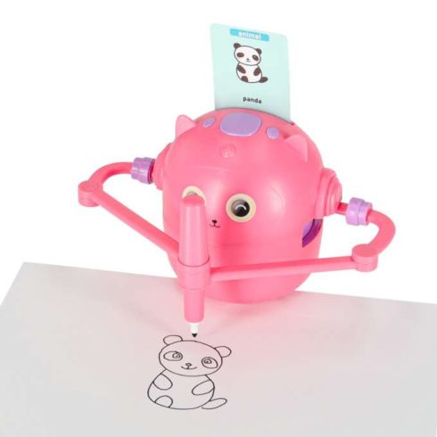 Oktatási robot interaktív tanulási rajz írókészlet flash kártyák markerek rózsaszín