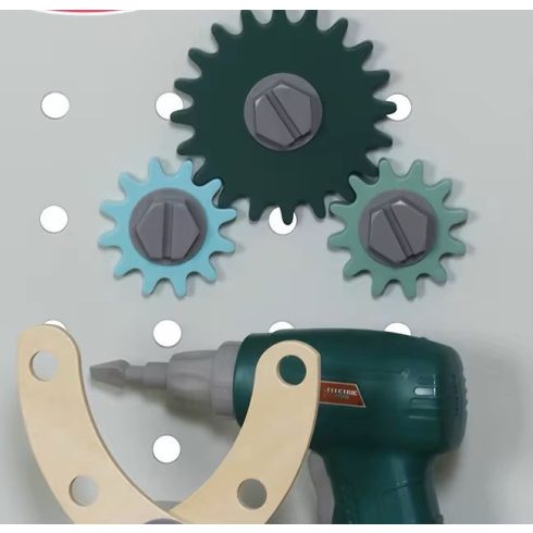  fa műhely kis ezermester készlet szerszámokkal, fűrészeléssel, csavarhúzóval és hangokkal 86cm