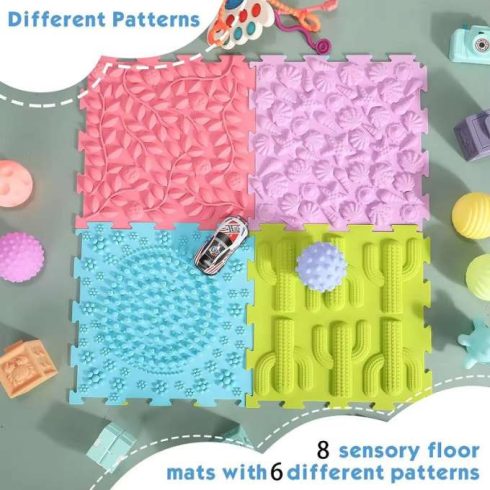 Szenzoros Montessori Puzzle Matrac Talpmasszázshoz 8 Darabos