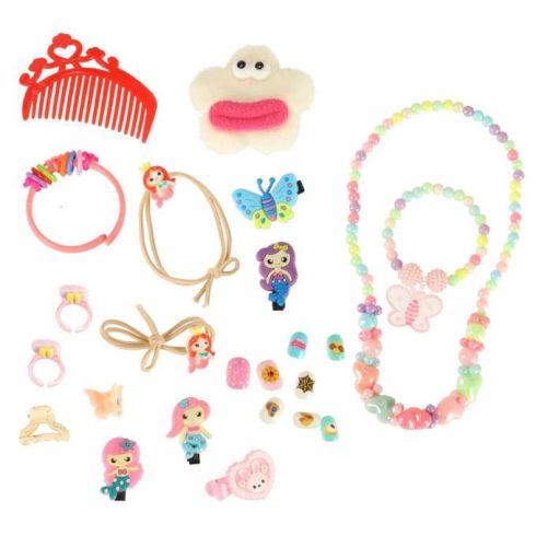 Kozmetikai doboz sminkhez és körömápoláshoz, smink, kozmetikumok, szemhéjfestékek, lakkok, fiókok, sellő