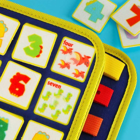 Montessori szenzoros manipulációs tábla bőrönd hátizsák kék
