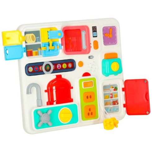 Szenzoros manipulációs tábla Montessori konyhai óra fény hang