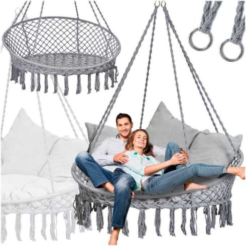 Gólyafészek hinta kerti háttámlával 120x140x140 XXL szürke
