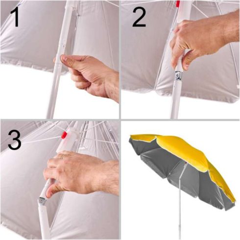 Kerti napernyő, állítható, összecsukható, UV védelemmel, 150 cm, sárga