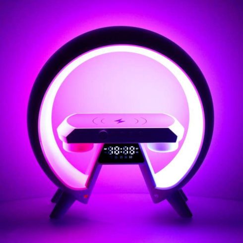 LED éjszakai fény játékra RGB hangszóró induktív töltő rádiós ébresztőóra