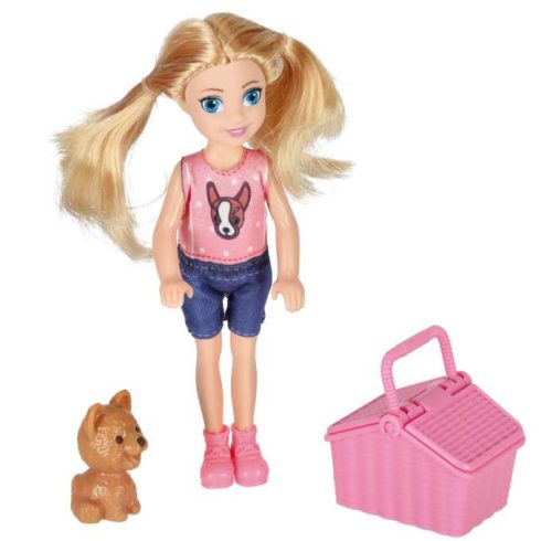 Baba autó kabrió piknik szett baba kutya rózsaszín 4 db-os.