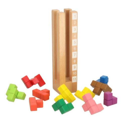 Színes Montessori oktatási fa puzzle blokkok