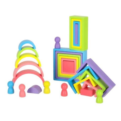Fa kockák szivárvány oktatási puzzle