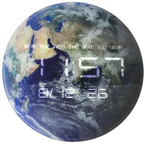 Planet Earth falióra LED kijelzővel 32 cm kék