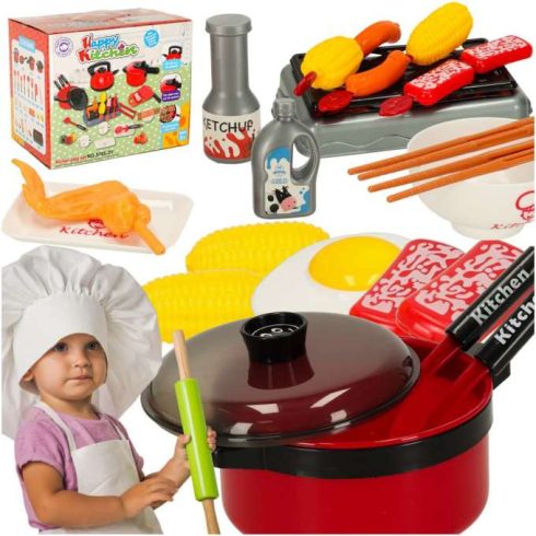 35 darabos gyerek főzőkészlet, edények, konyhai kiegészítők