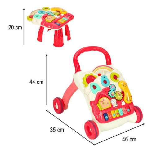 Push walker interaktív oktatási asztal 4 az 1-ben rózsaszín 