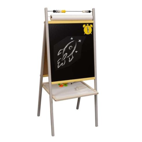 Mágneses Rajztábla Kétoldalas Kréta, Szárazon Törölhető Tábla Pulttal És Polccal, Szürke Hamuszürke 45 X 40 X 100 Cm