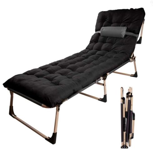 LUARO utazóágy összecsukható üzleti relaxfotel 193 cm fekete