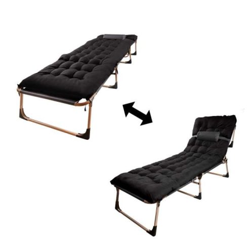 LUARO utazóágy összecsukható üzleti relaxfotel 193 cm fekete