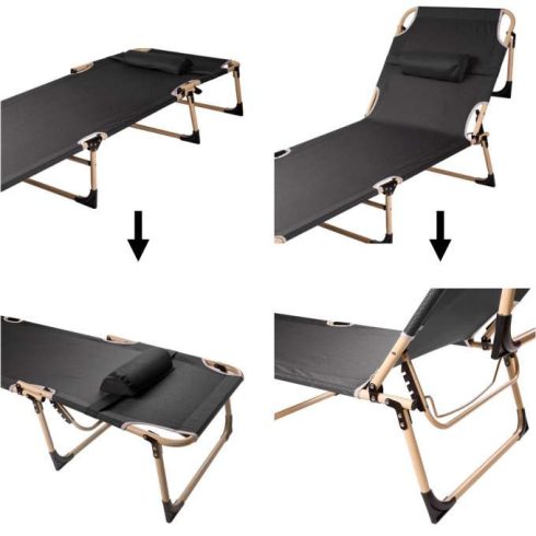 LUARO utazóágy összecsukható üzleti relaxfotel 193 cm fekete