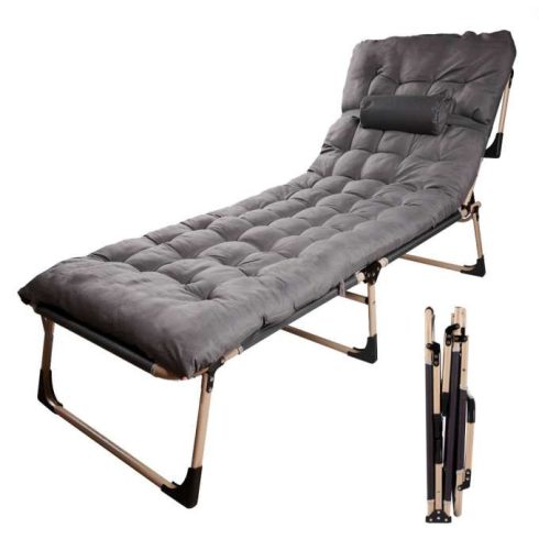 LUARO utazóágy összecsukható üzleti relaxfotel 193 cm sötétszürke