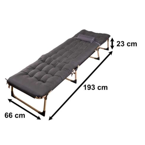 LUARO utazóágy összecsukható üzleti relaxfotel 193 cm sötétszürke