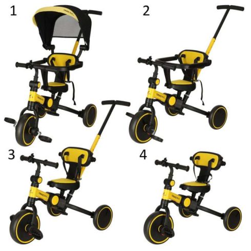 Trike Fix V4 Tricikli, Sárga És Fekete, Napellenzővel