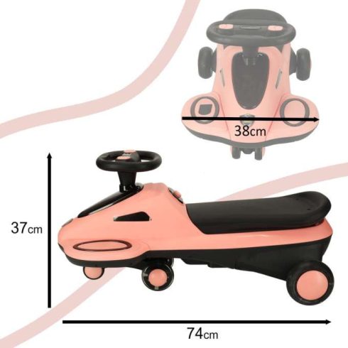 Gravitációs Ráhajtható Led-es Kerekekkel, Zenével Játszó Robogó 74cm Rózsaszín És Fekete Max 100kg