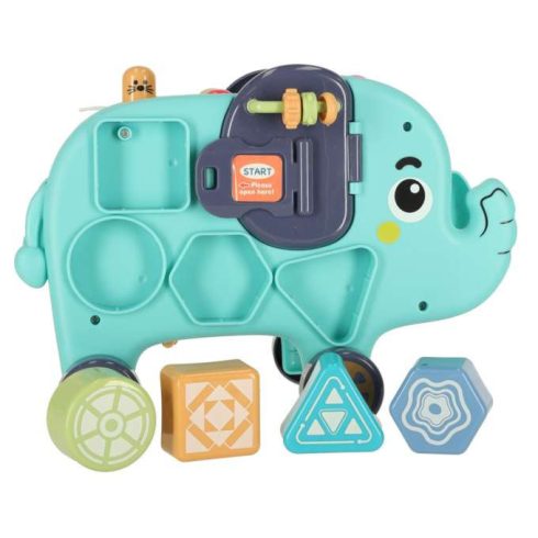 Elephant Montessori Manipulációs Tábla, Lyukasztó, Válogató, Blokkok, Kalapács, 26 Cm