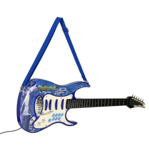 Elektromos rockgitár erősítővel és mikrofonnal gyerekeknek, kék