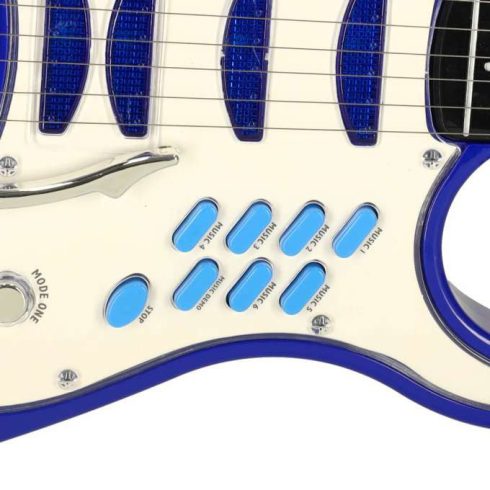 Elektromos rockgitár erősítővel és mikrofonnal gyerekeknek, kék