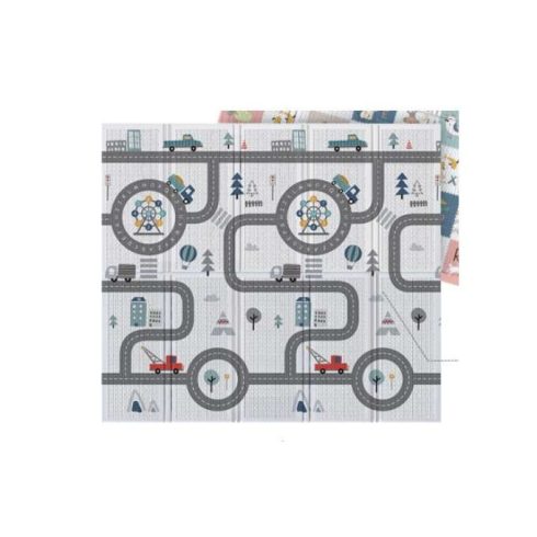 Oktatószőnyeg, Összecsukható, Kétoldalas Habszivacs, 150x190cm, Utca/erdő